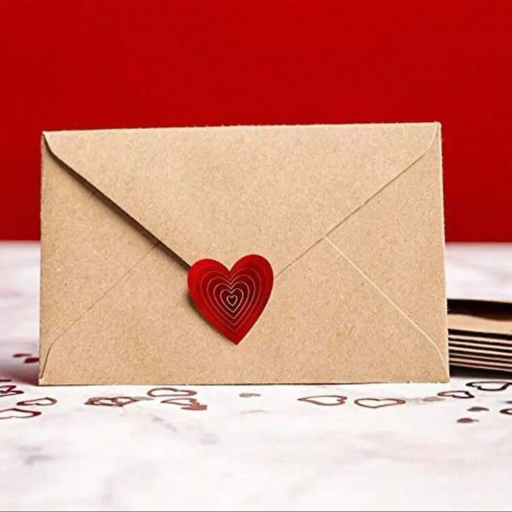 Roll Red Heart Stickers Self-Adhesive Cute Style Love Pattern Sticker 1